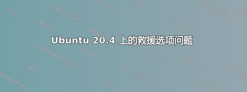 Ubuntu 20.4 上的救援选项问题