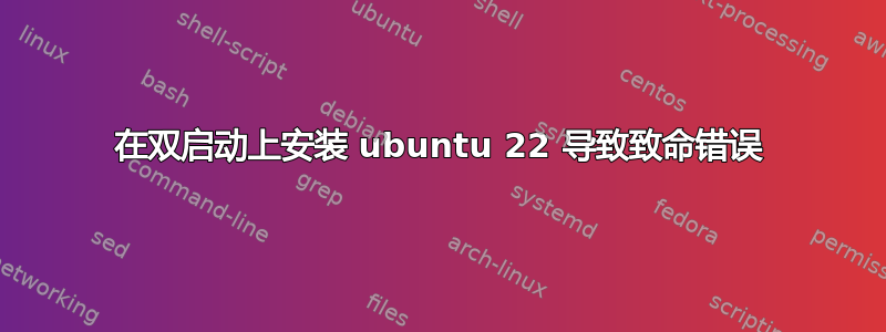 在双启动上安装 ubuntu 22 导致致命错误