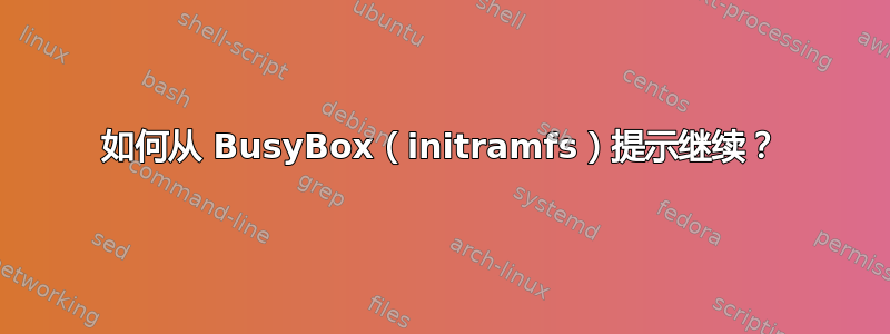 如何从 BusyBox（initramfs）提示继续？