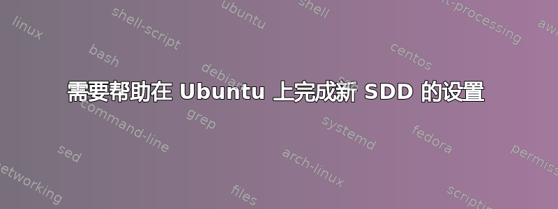 需要帮助在 Ubuntu 上完成新 SDD 的设置