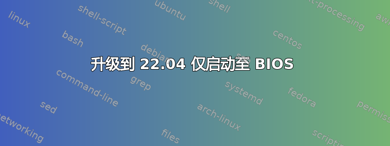 升级到 22.04 仅启动至 BIOS