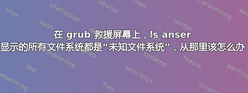 在 grub 救援屏幕上，ls anser 显示的所有文件系统都是“未知文件系统”，从那里该怎么办