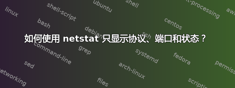 如何使用 netstat 只显示协议、端口和状态？