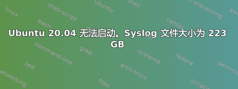 Ubuntu 20.04 无法启动。Syslog 文件大小为 223 GB