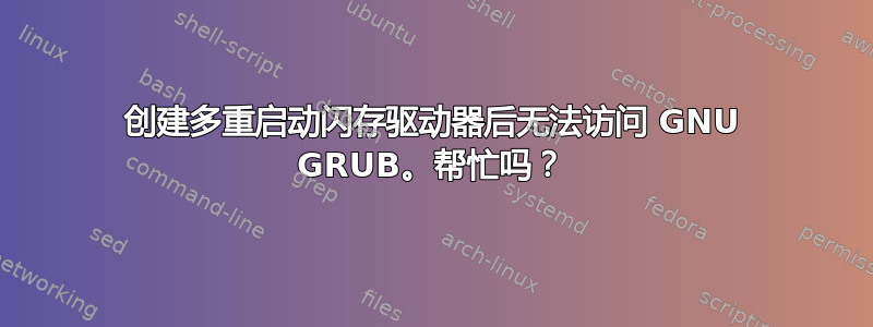 创建多重启动闪存驱动器后无法访问 GNU GRUB。帮忙吗？