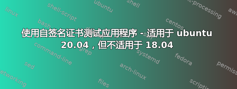 使用自签名证书测试应用程序 - 适用于 ubuntu 20.04，但不适用于 18.04