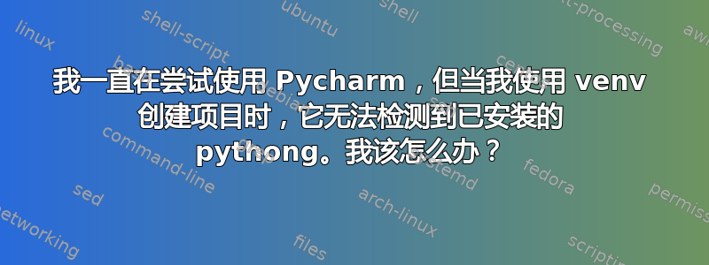 我一直在尝试使用 Pycharm，但当我使用 venv 创建项目时，它无法检测到已安装的 pythong。我该怎么办？