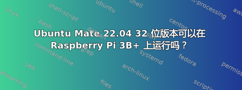 Ubuntu Mate 22.04 32 位版本可以在 Raspberry Pi 3B+ 上运行吗？