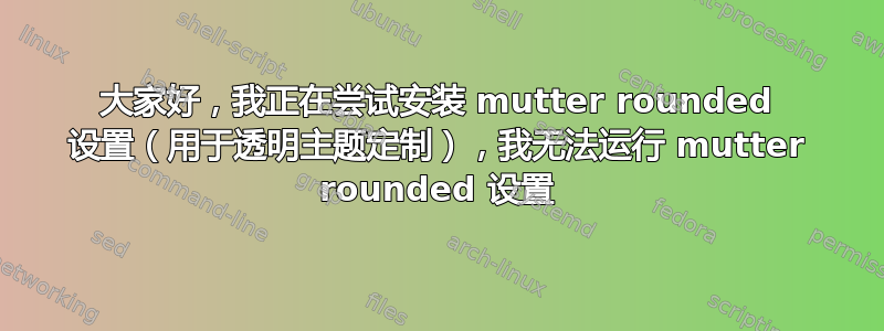 大家好，我正在尝试安装 mutter rounded 设置（用于透明主题定制），我无法运行 mutter rounded 设置