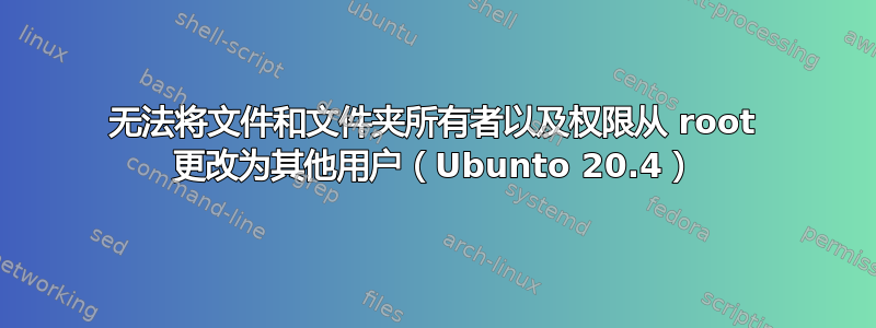 无法将文件和文件夹所有者以及权限从 root 更改为其他用户（Ubunto 20.4）