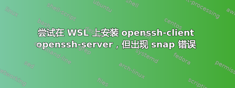 尝试在 WSL 上安装 openssh-client openssh-server，但出现 snap 错误