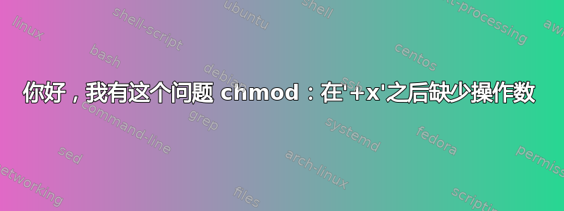 你好，我有这个问题 chmod：在'+x'之后缺少操作数