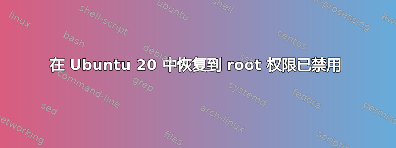 在 Ubuntu 20 中恢复到 root 权限已禁用