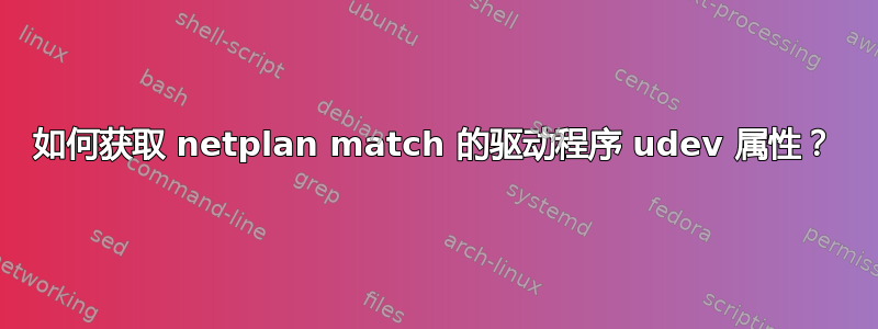 如何获取 netplan match 的驱动程序 udev 属性？