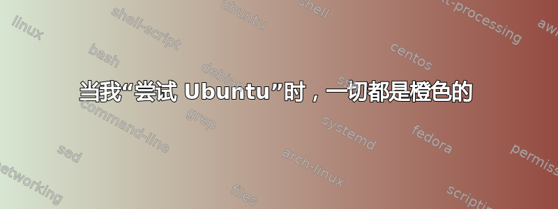 当我“尝试 Ubuntu”时，一切都是橙色的