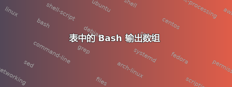 表中的 Bash 输出数组