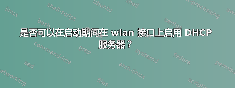 是否可以在启动期间在 wlan 接口上启用 DHCP 服务器？