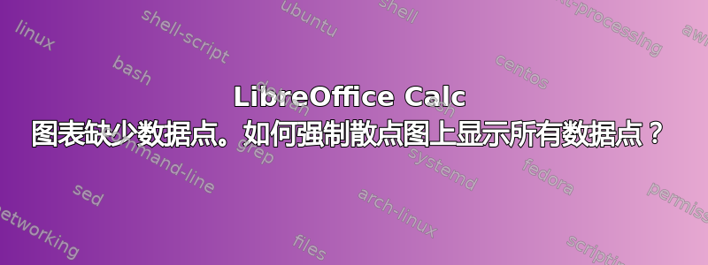 LibreOffice Calc 图表缺少数据点。如何强制散点图上显示所有数据点？