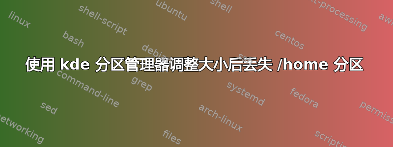 使用 kde 分区管理器调整大小后丢失 /home 分区