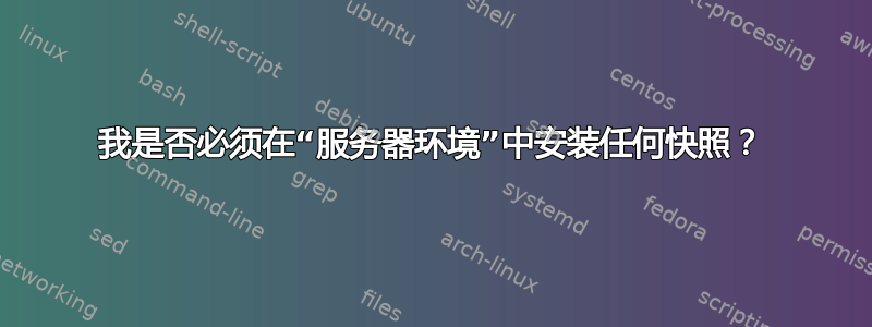 我是否必须在“服务器环境”中安装任何快照？