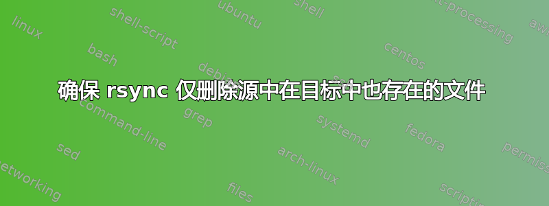 确保 rsync 仅删除源中在目标中也存在的文件