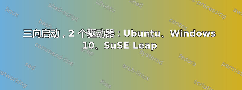 三向启动，2 个驱动器：Ubuntu、Windows 10、SuSE Leap