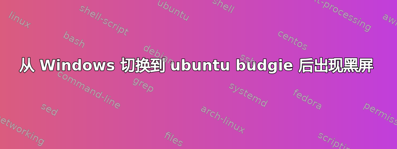 从 Windows 切换到 ubuntu budgie 后出现黑屏