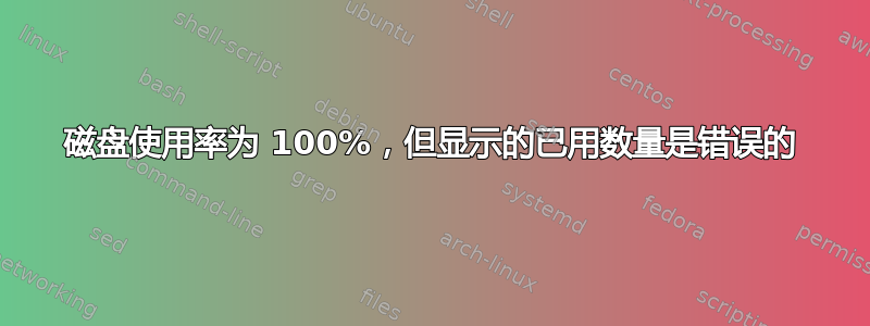 磁盘使用率为 100%，但显示的已用数量是错误的