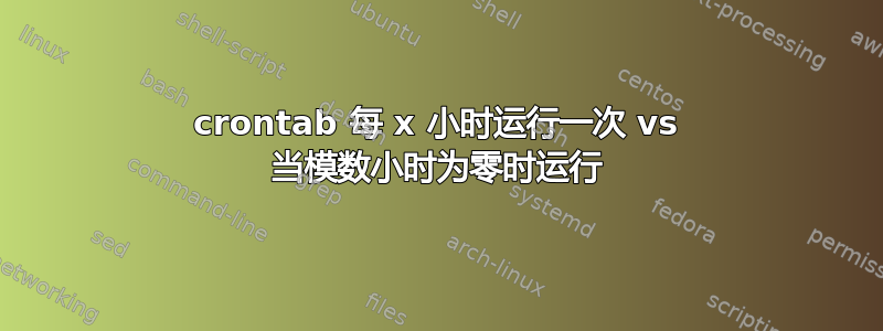 crontab 每 x 小时运行一次 vs 当模数小时为零时运行