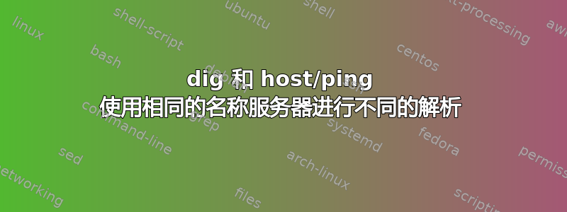 dig 和 host/ping 使用相同的名称服务器进行不同的解析