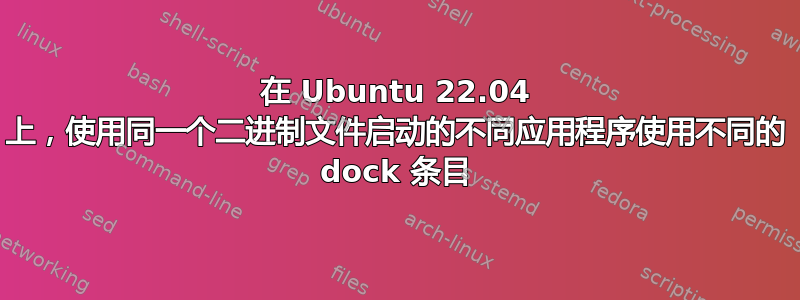 在 Ubuntu 22.04 上，使用同一个二进制文件启动的不同应用程序使用不同的 dock 条目