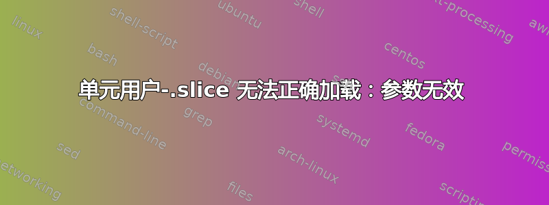 单元用户-.slice 无法正确加载：参数无效