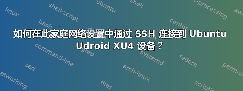 如何在此家庭网络设置中通过 SSH 连接到 Ubuntu Udroid XU4 设备？