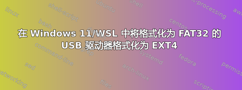 在 Windows 11/WSL 中将格式化为 FAT32 的 USB 驱动器格式化为 EXT4