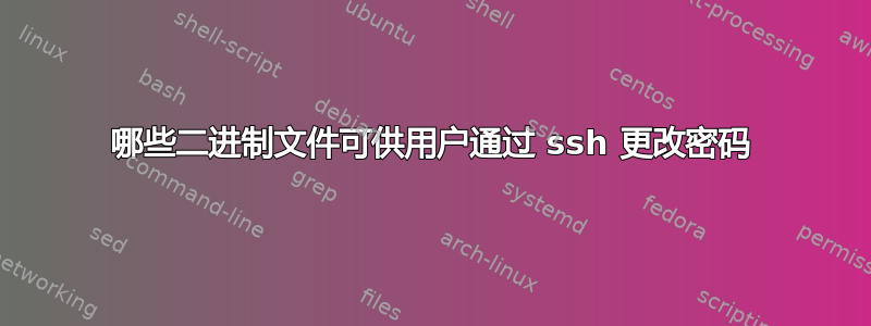 哪些二进制文件可供用户通过 ssh 更改密码