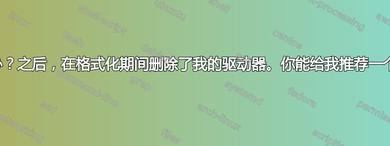 我该怎么办？之后，在格式化期间删除了我的驱动器。你能给我推荐一个网站吗？