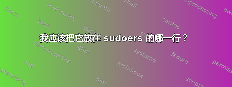 我应该把它放在 sudoers 的哪一行？