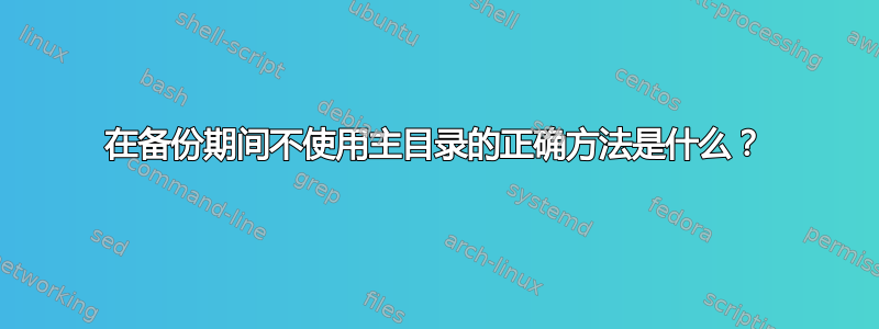 在备份期间不使用主目录的正确方法是什么？