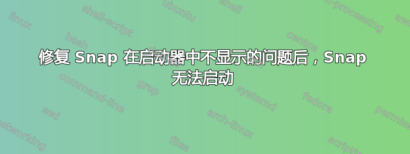 修复 Snap 在启动器中不显示的问题后，Snap 无法启动