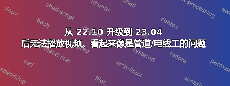 从 22.10 升级到 23.04 后无法播放视频。看起来像是管道/电线工的问题