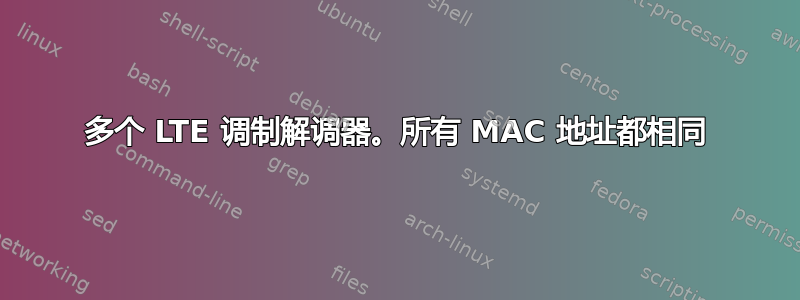 多个 LTE 调制解调器。所有 MAC 地址都相同