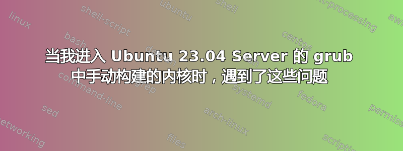 当我进入 Ubuntu 23.04 Server 的 grub 中手动构建的内核时，遇到了这些问题