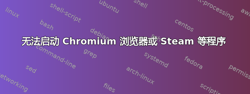 无法启动 Chromium 浏览器或 Steam 等程序