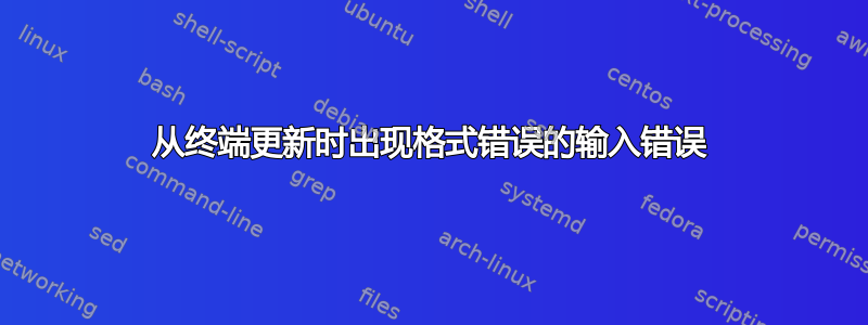 从终端更新时出现格式错误的输入错误