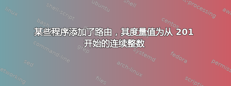 某些程序添加了路由，其度量值为从 201 开始的连续整数