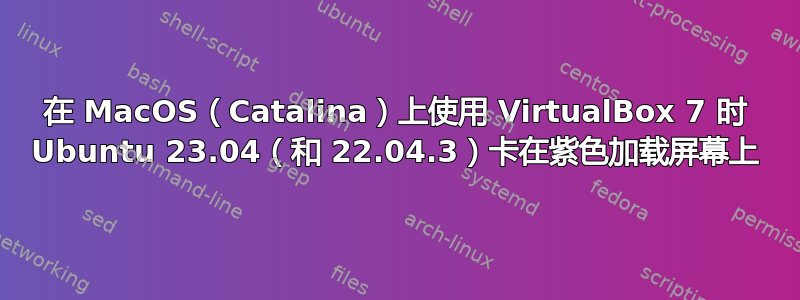 在 MacOS（Catalina）上使用 VirtualBox 7 时 Ubuntu 23.04（和 22.04.3）卡在紫色加载屏幕上