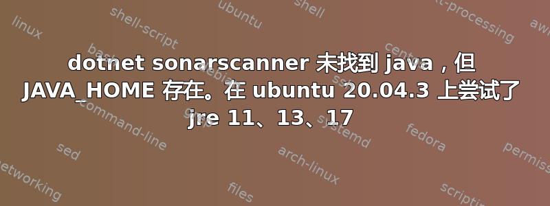 dotnet sonarscanner 未找到 java，但 JAVA_HOME 存在。在 ubuntu 20.04.3 上尝试了 jre 11、13、17