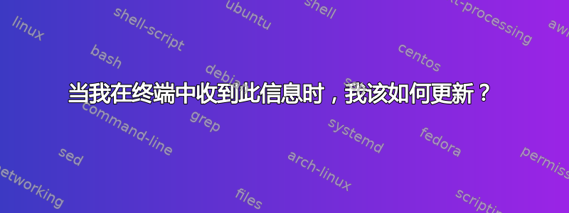 当我在终端中收到此信息时，我该如何更新？