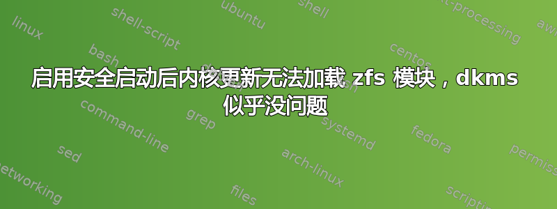 启用安全启动后内核更新无法加载 zfs 模块，dkms 似乎没问题