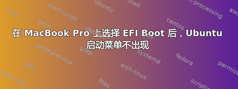 在 MacBook Pro 上选择 EFI Boot 后，Ubuntu 启动菜单不出现